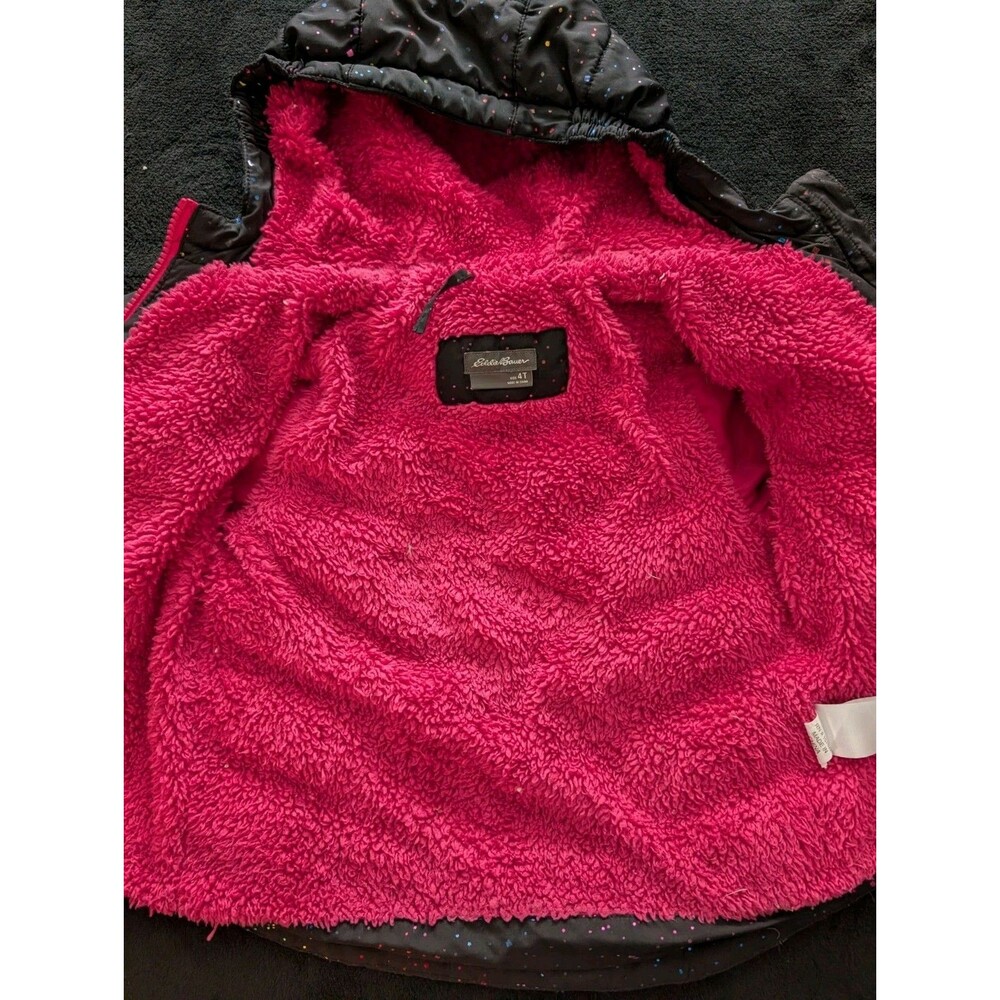 Eddie Bauer Kids Toddler Girls Classic Down Jacket Black Pink Sparkly Rainbow 4T image 9